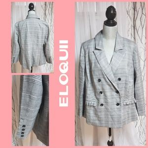 ELOQUII Ruffle Trim Double breasted blazer